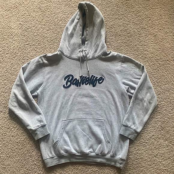 Grey Ball is Life hoodie with Cursive Logo Patch on Front - Picture 1 of 3